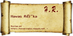 Havas Réka névjegykártya